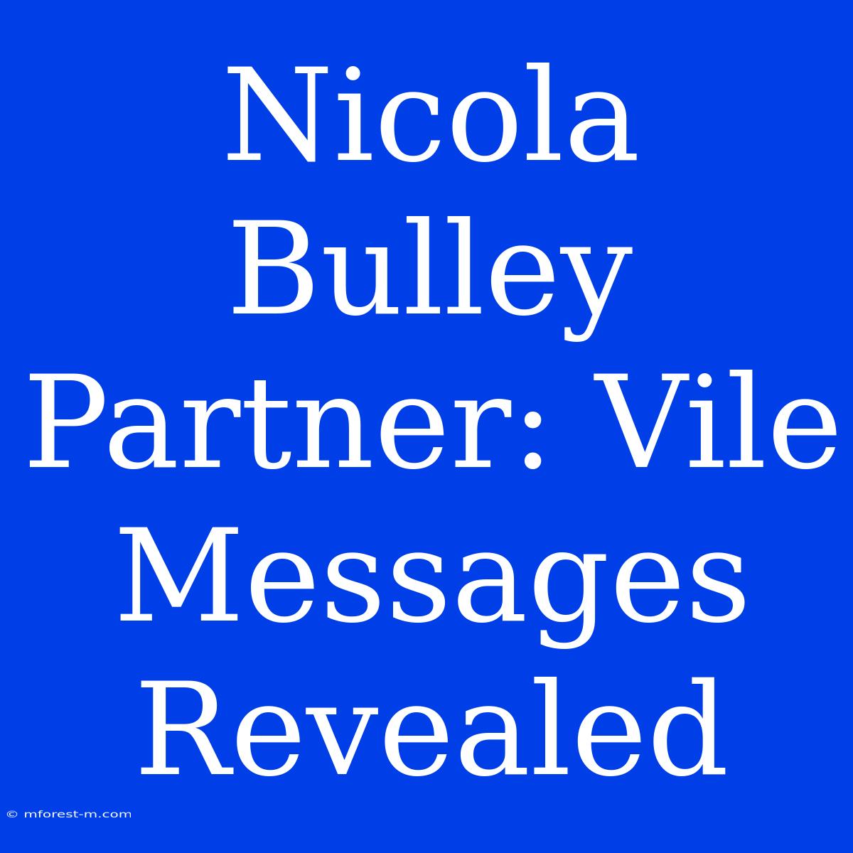 Nicola Bulley Partner: Vile Messages Revealed 