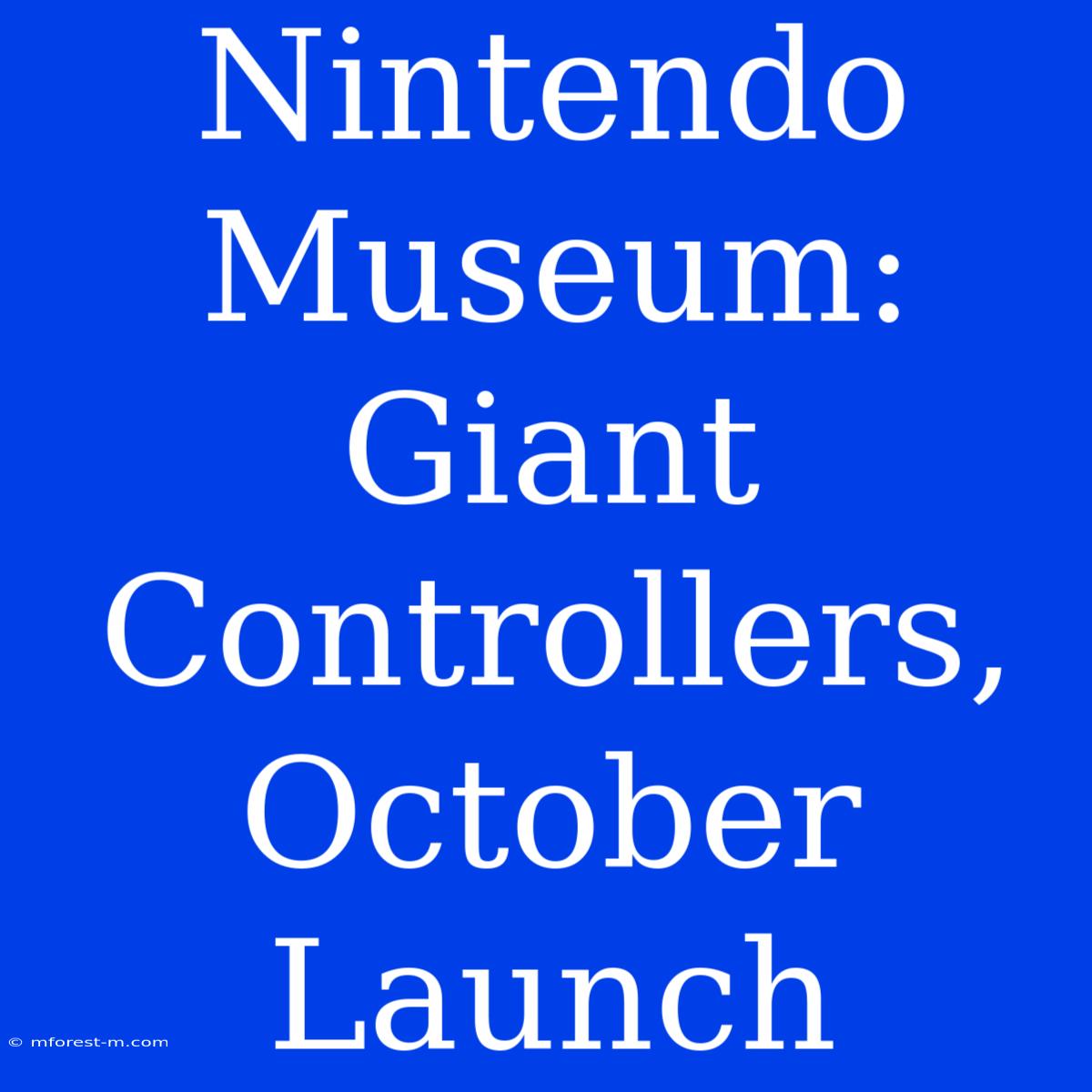 Nintendo Museum: Giant Controllers, October Launch 