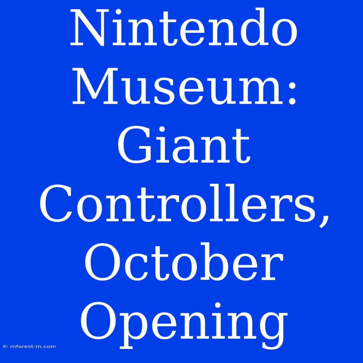 Nintendo Museum: Giant Controllers, October Opening