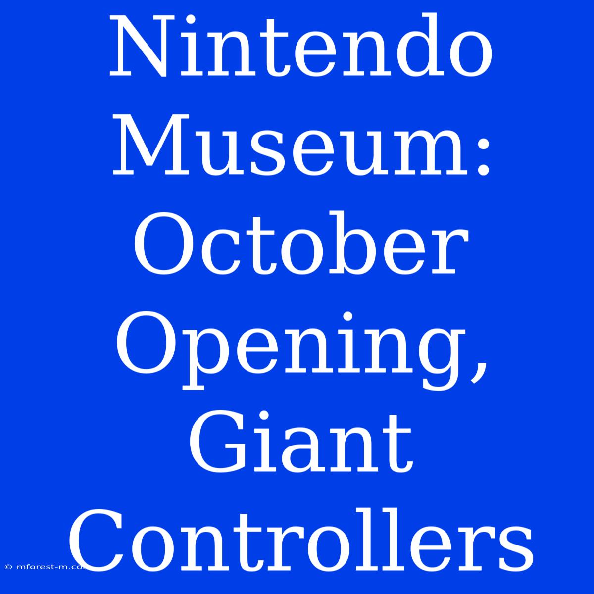 Nintendo Museum: October Opening, Giant Controllers