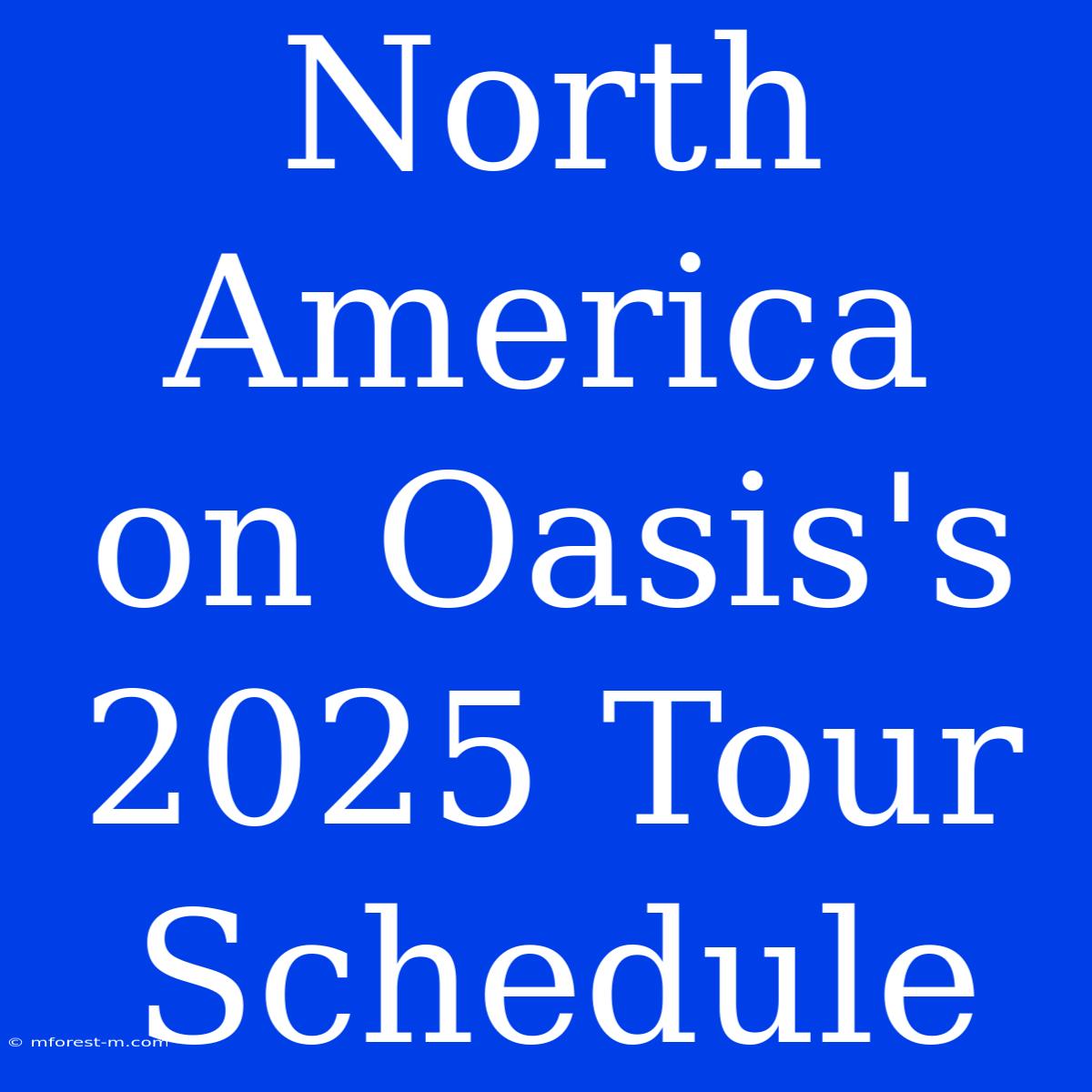 North America On Oasis's 2025 Tour Schedule