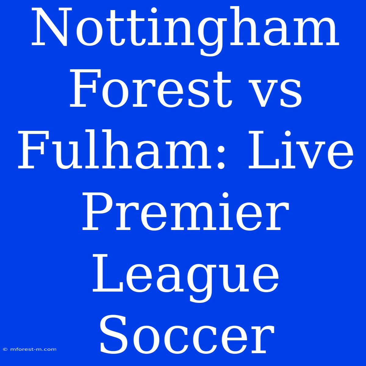 Nottingham Forest Vs Fulham: Live Premier League Soccer 