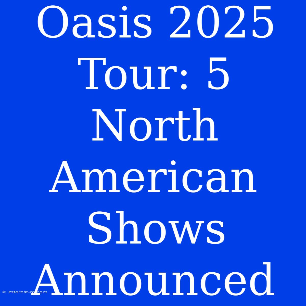 Oasis 2025 Tour: 5 North American Shows Announced