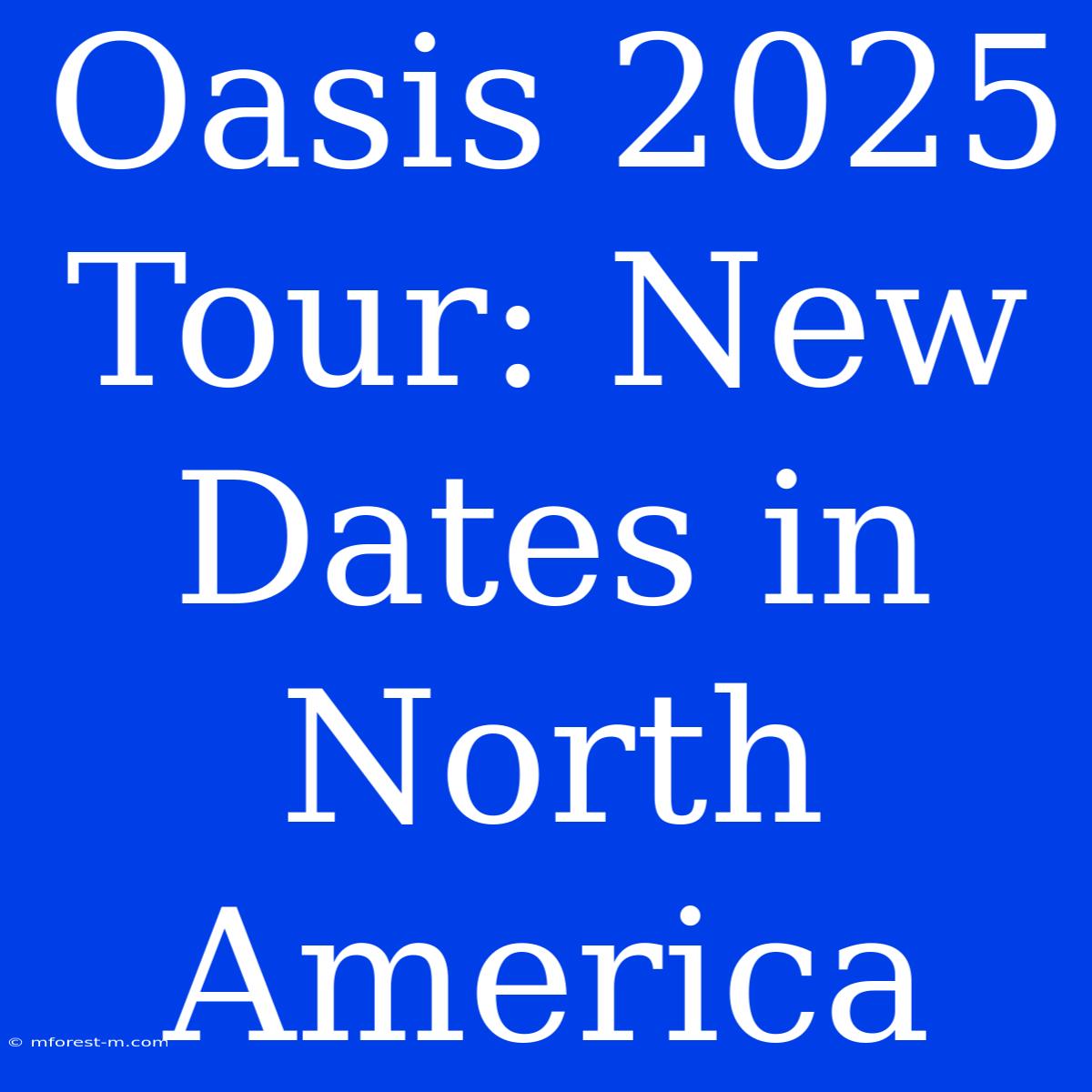 Oasis 2025 Tour: New Dates In North America