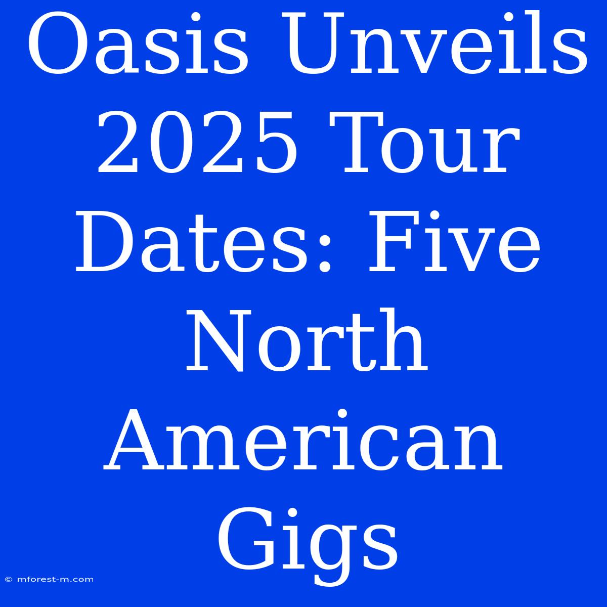 Oasis Unveils 2025 Tour Dates: Five North American Gigs 