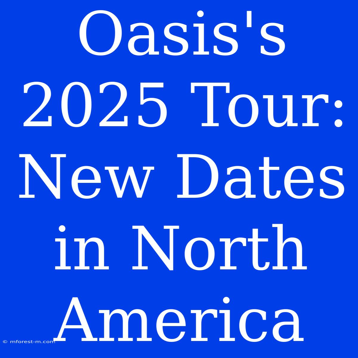 Oasis's 2025 Tour: New Dates In North America 