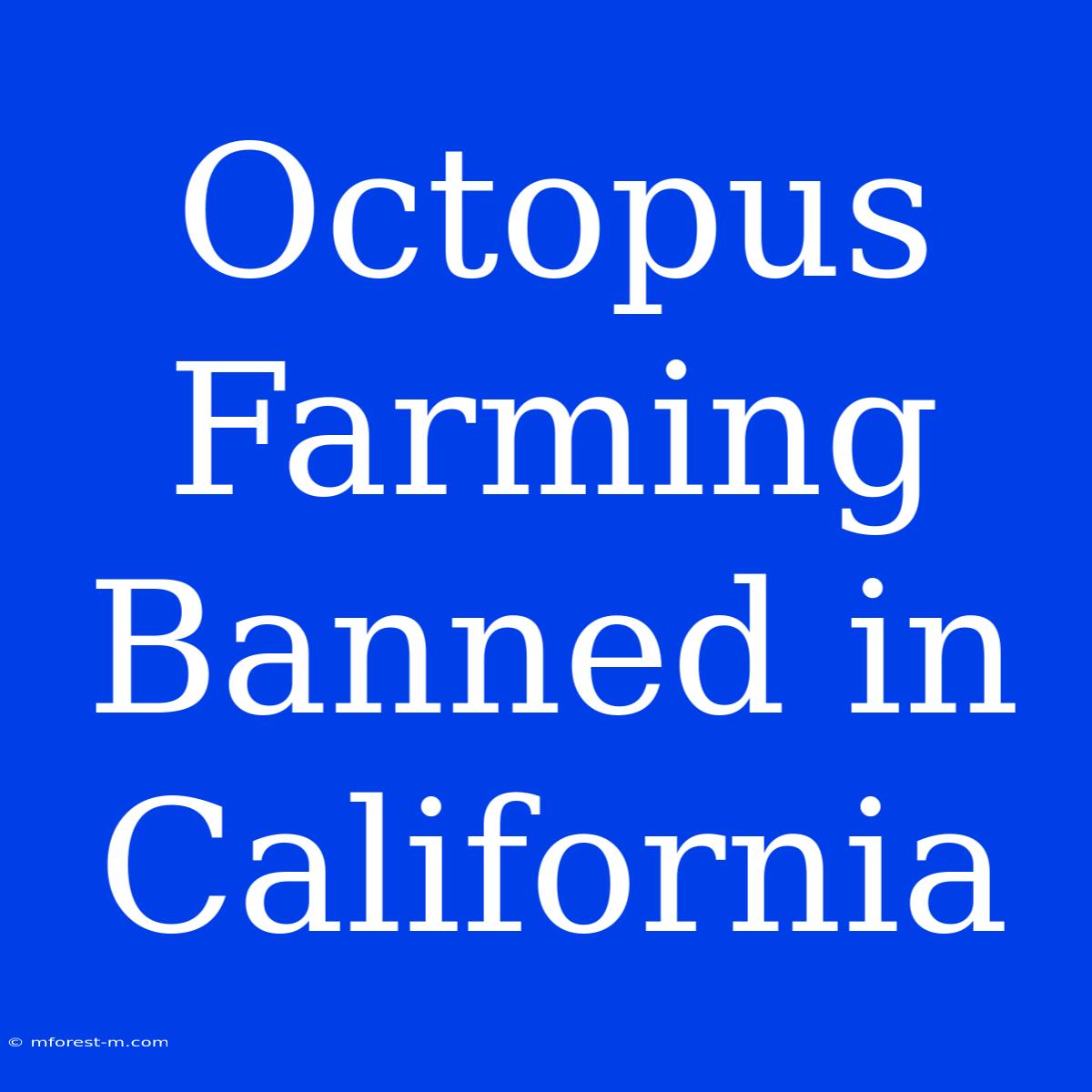 Octopus Farming Banned In California