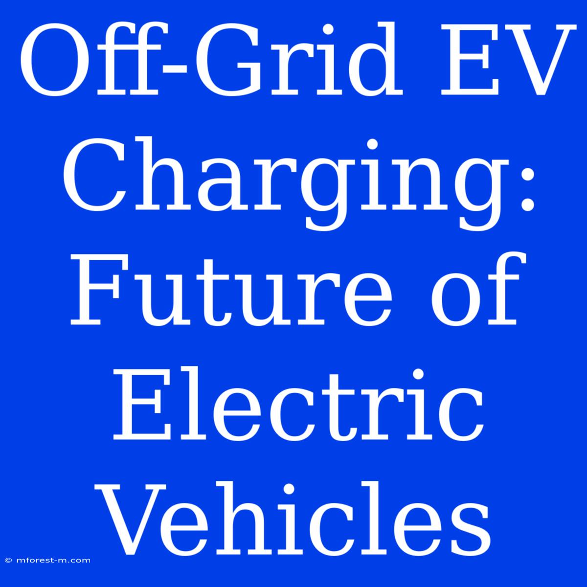 Off-Grid EV Charging: Future Of Electric Vehicles