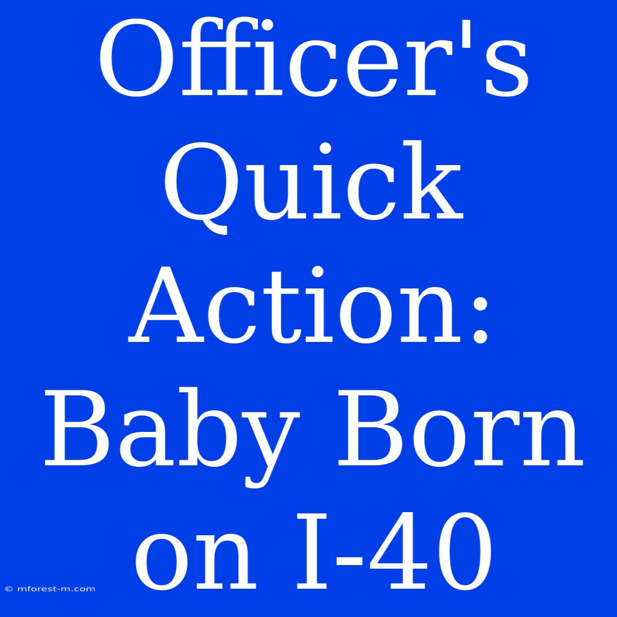 Officer's Quick Action: Baby Born On I-40