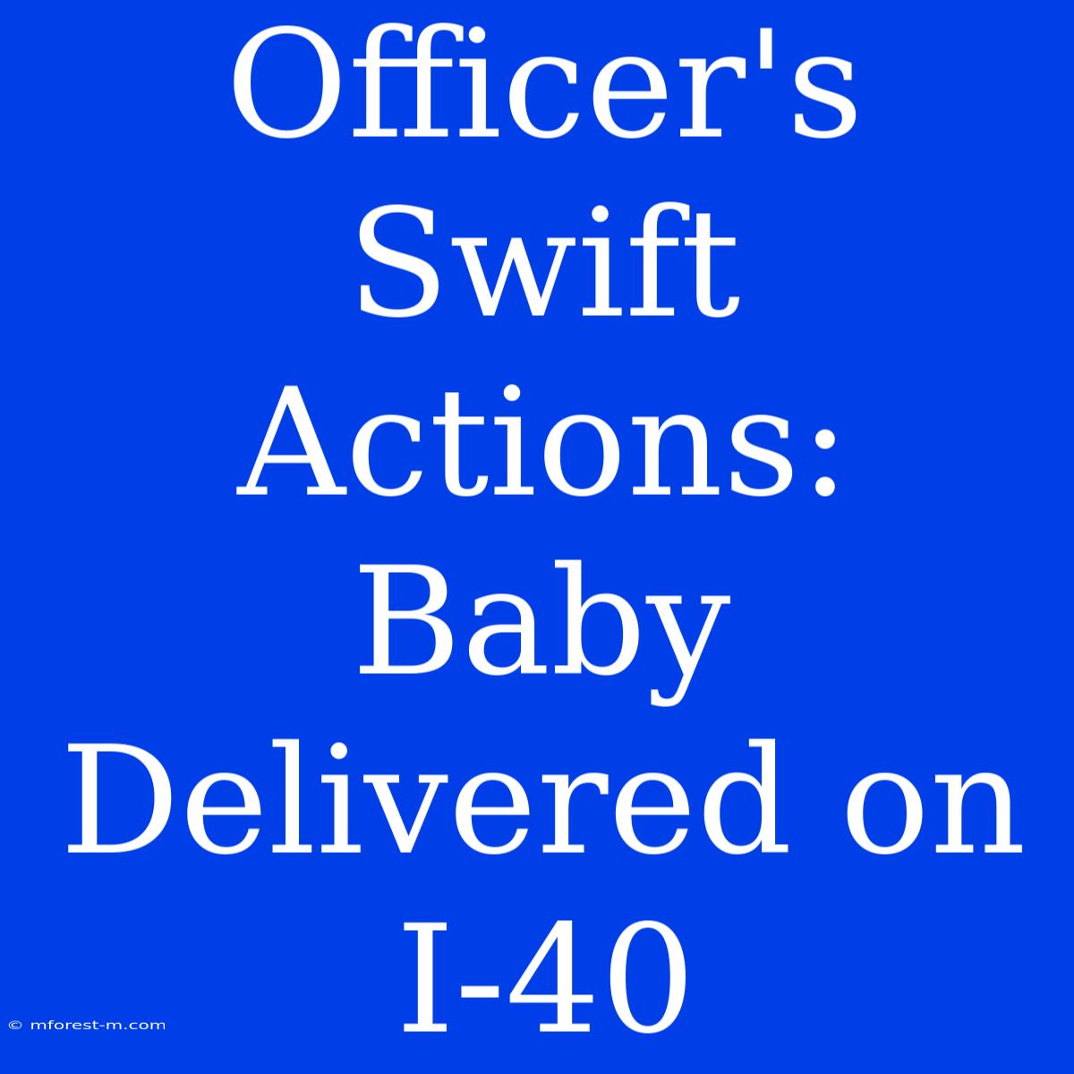 Officer's Swift Actions: Baby Delivered On I-40 