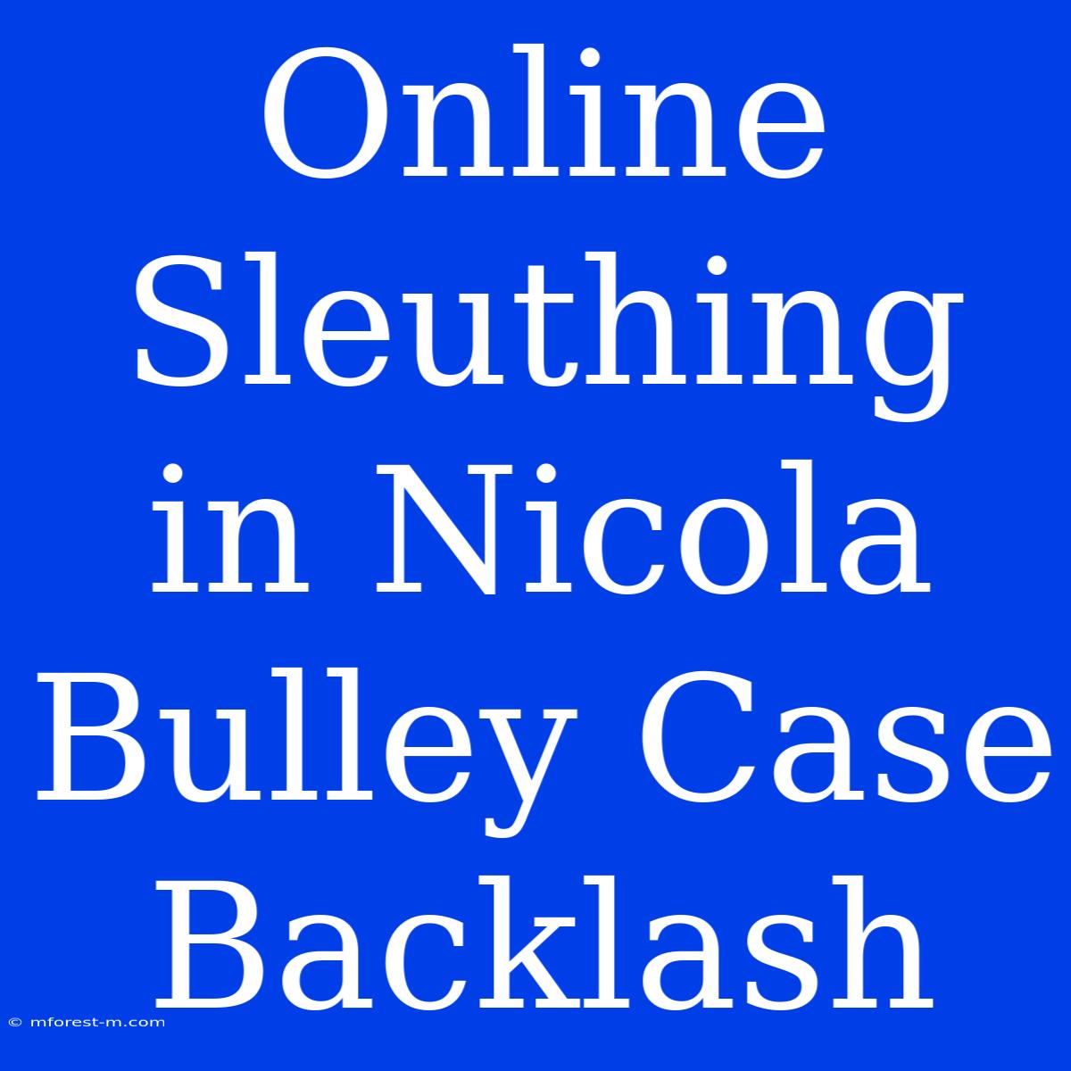 Online Sleuthing In Nicola Bulley Case Backlash