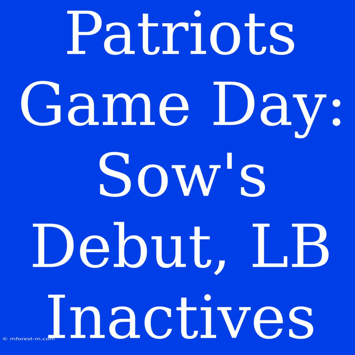 Patriots Game Day: Sow's Debut, LB Inactives