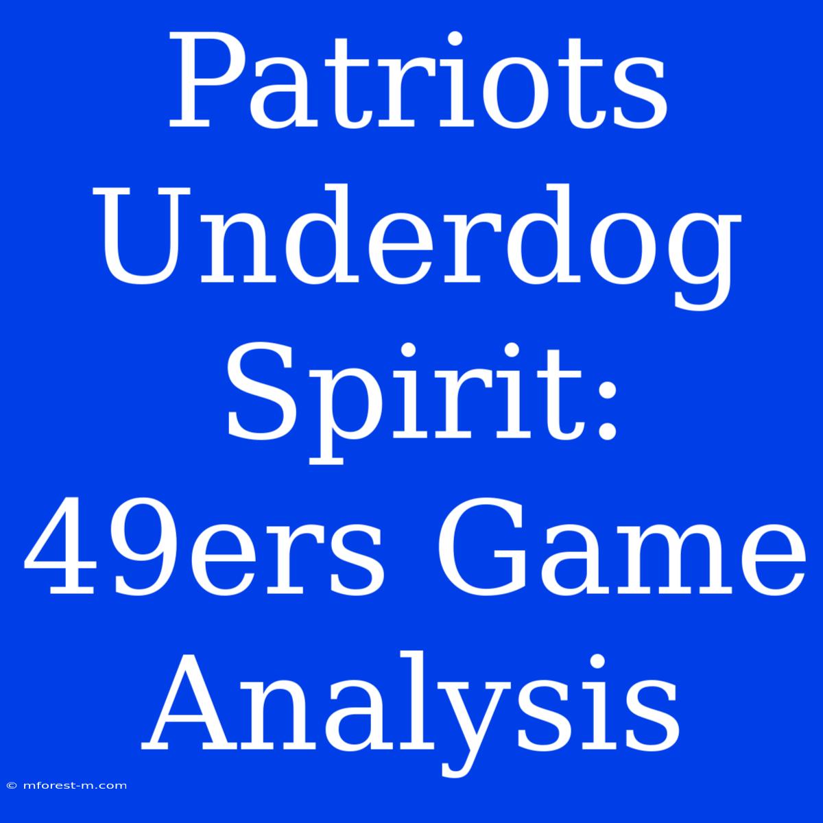 Patriots Underdog Spirit: 49ers Game Analysis