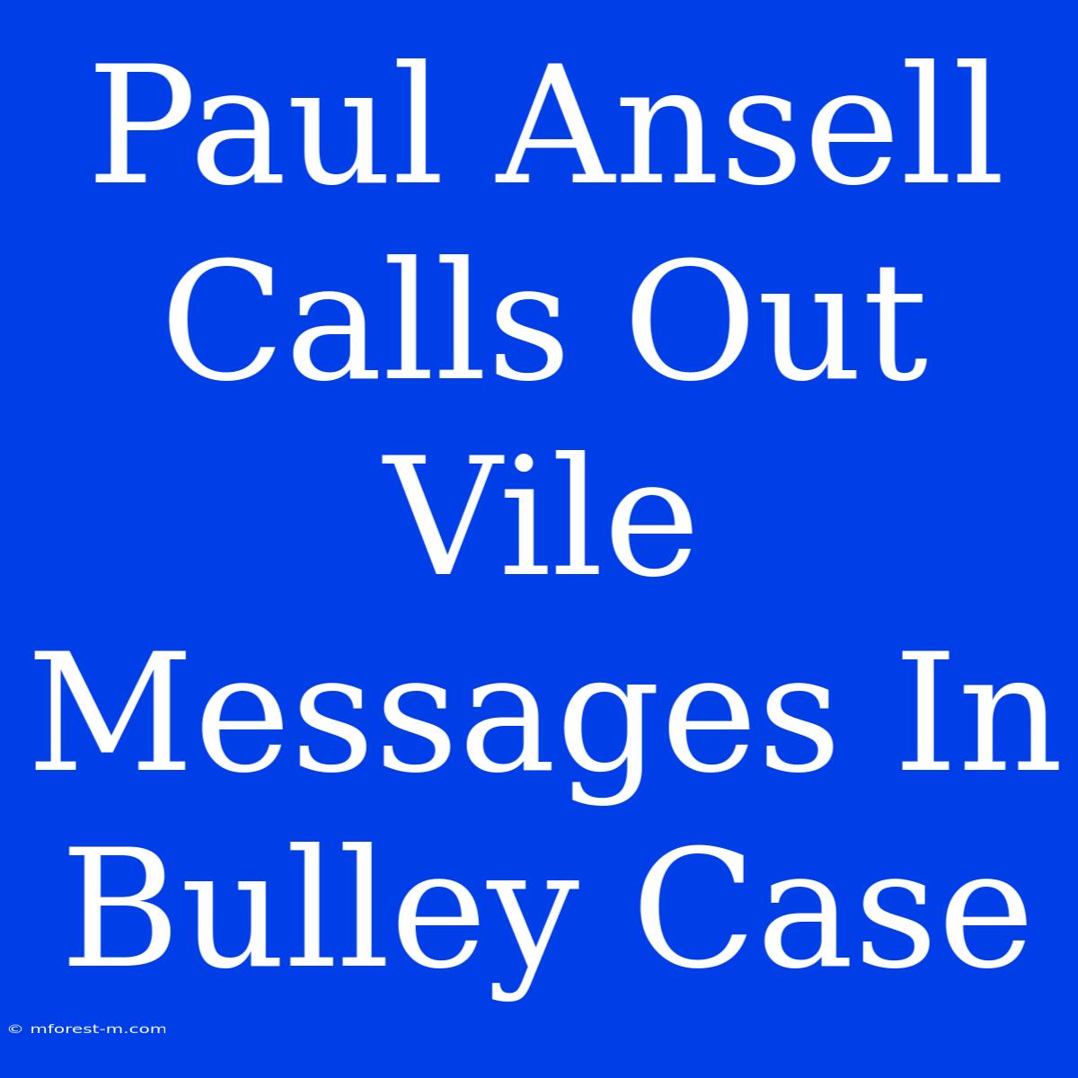 Paul Ansell Calls Out Vile Messages In Bulley Case