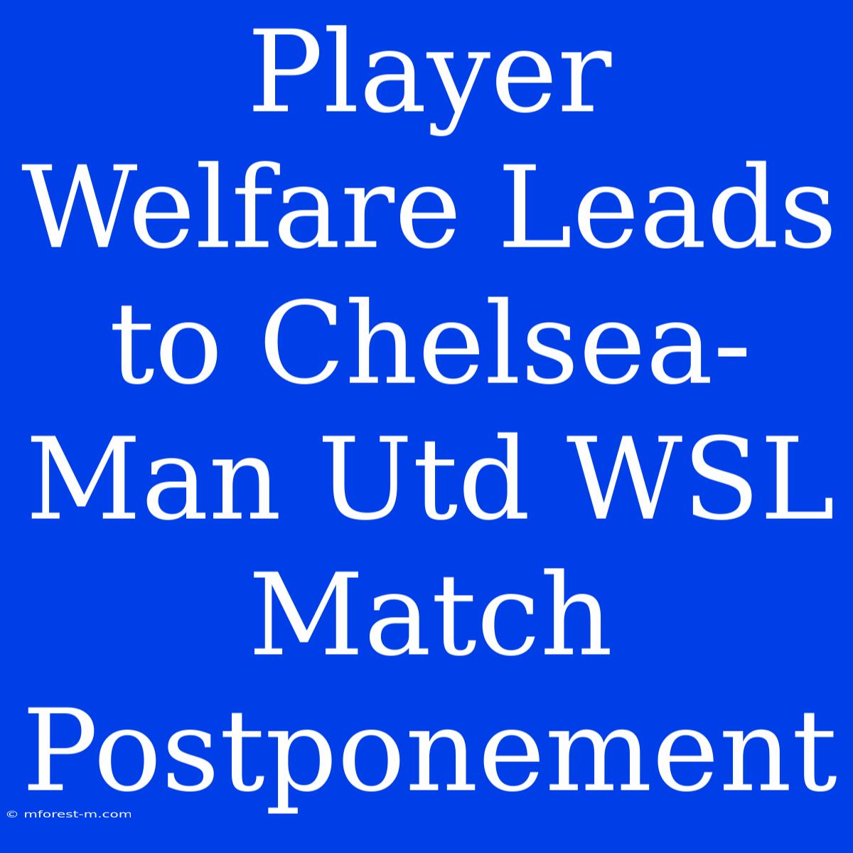 Player Welfare Leads To Chelsea-Man Utd WSL Match Postponement