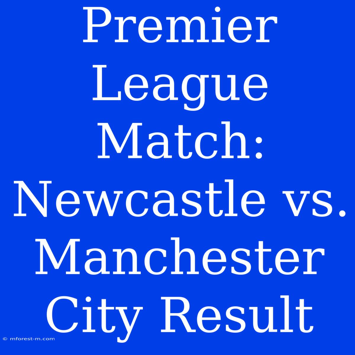 Premier League Match: Newcastle Vs. Manchester City Result