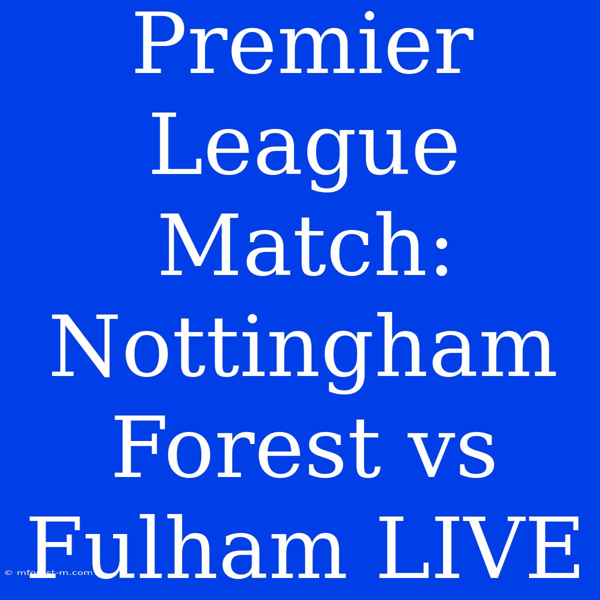 Premier League Match: Nottingham Forest Vs Fulham LIVE