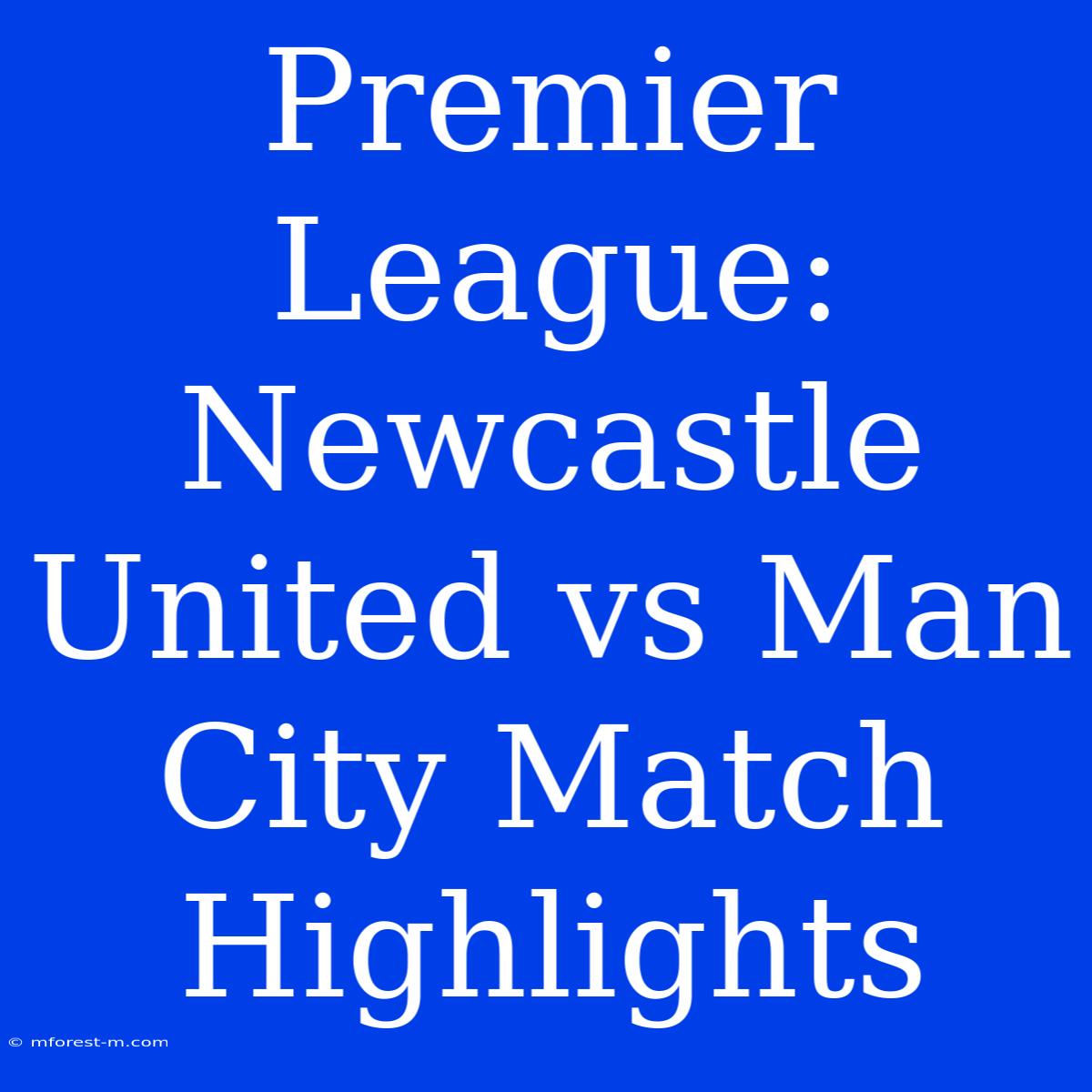 Premier League: Newcastle United Vs Man City Match Highlights