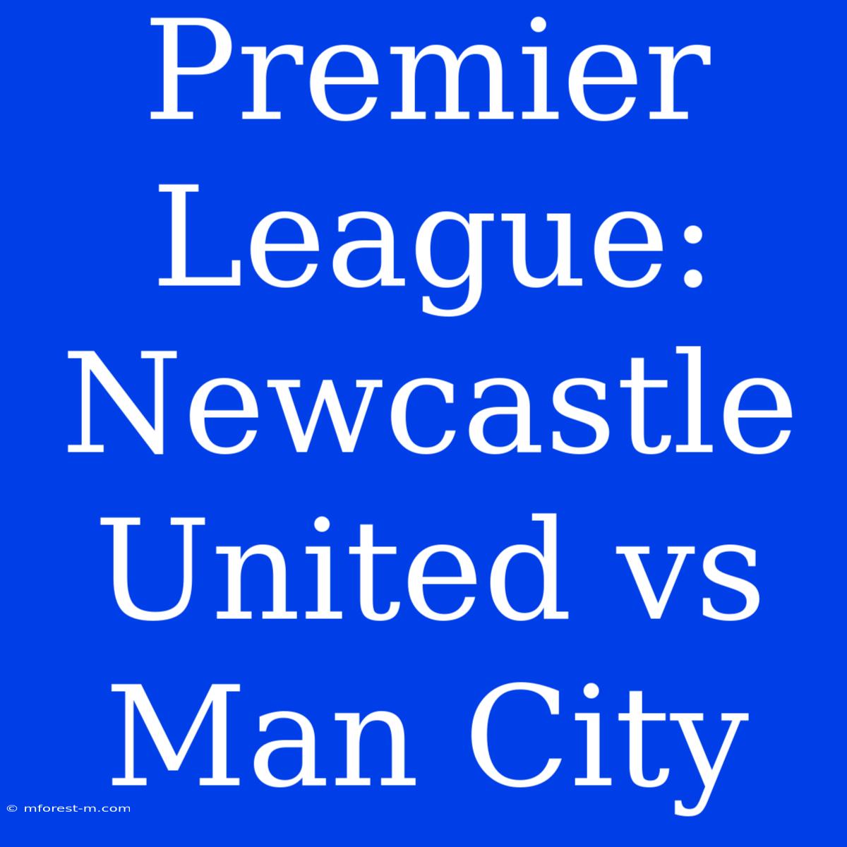 Premier League: Newcastle United Vs Man City