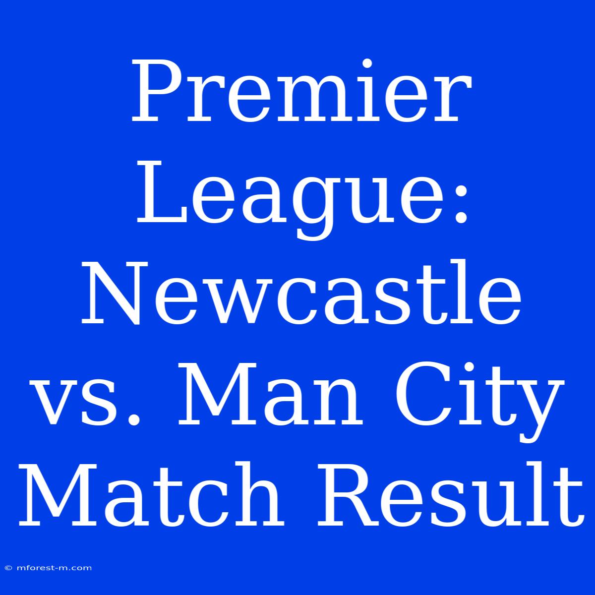 Premier League: Newcastle Vs. Man City Match Result