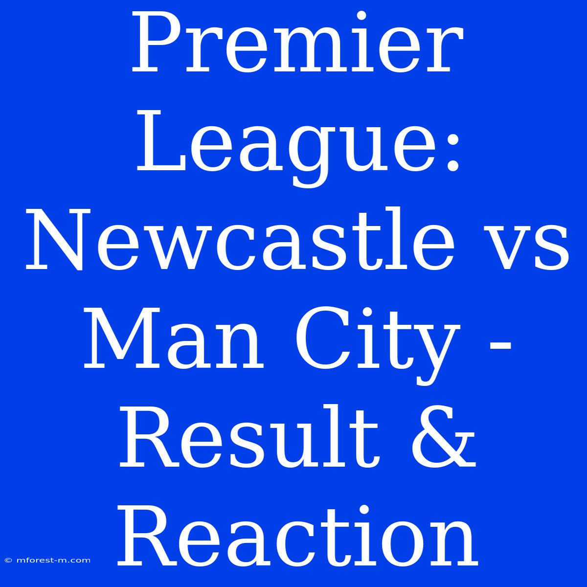 Premier League: Newcastle Vs Man City - Result & Reaction