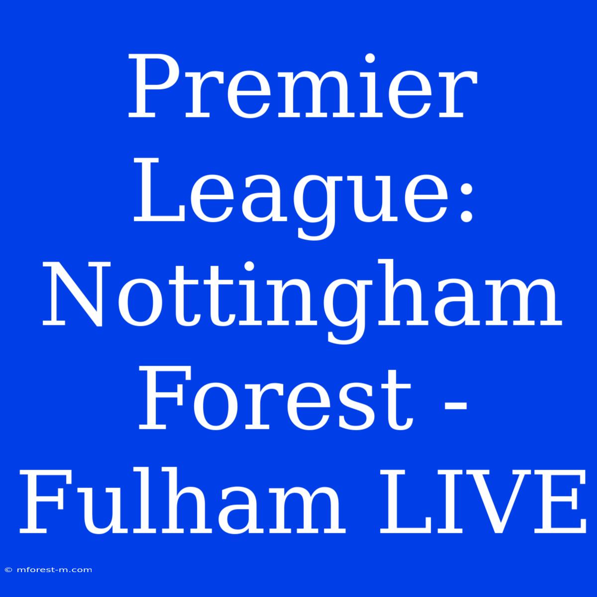 Premier League: Nottingham Forest - Fulham LIVE