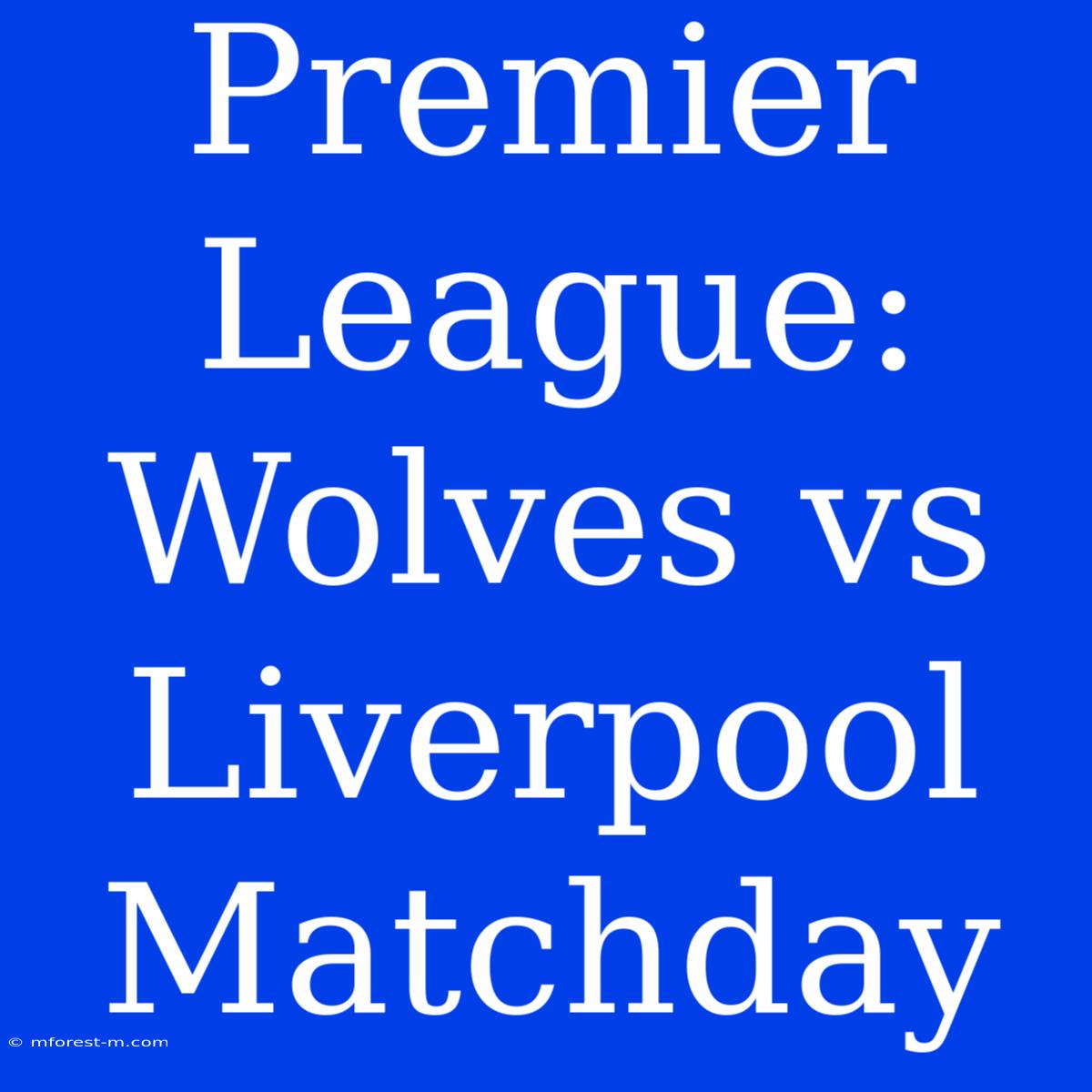 Premier League: Wolves Vs Liverpool Matchday