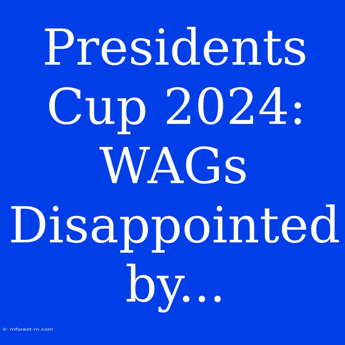 Presidents Cup 2024:  WAGs Disappointed By...