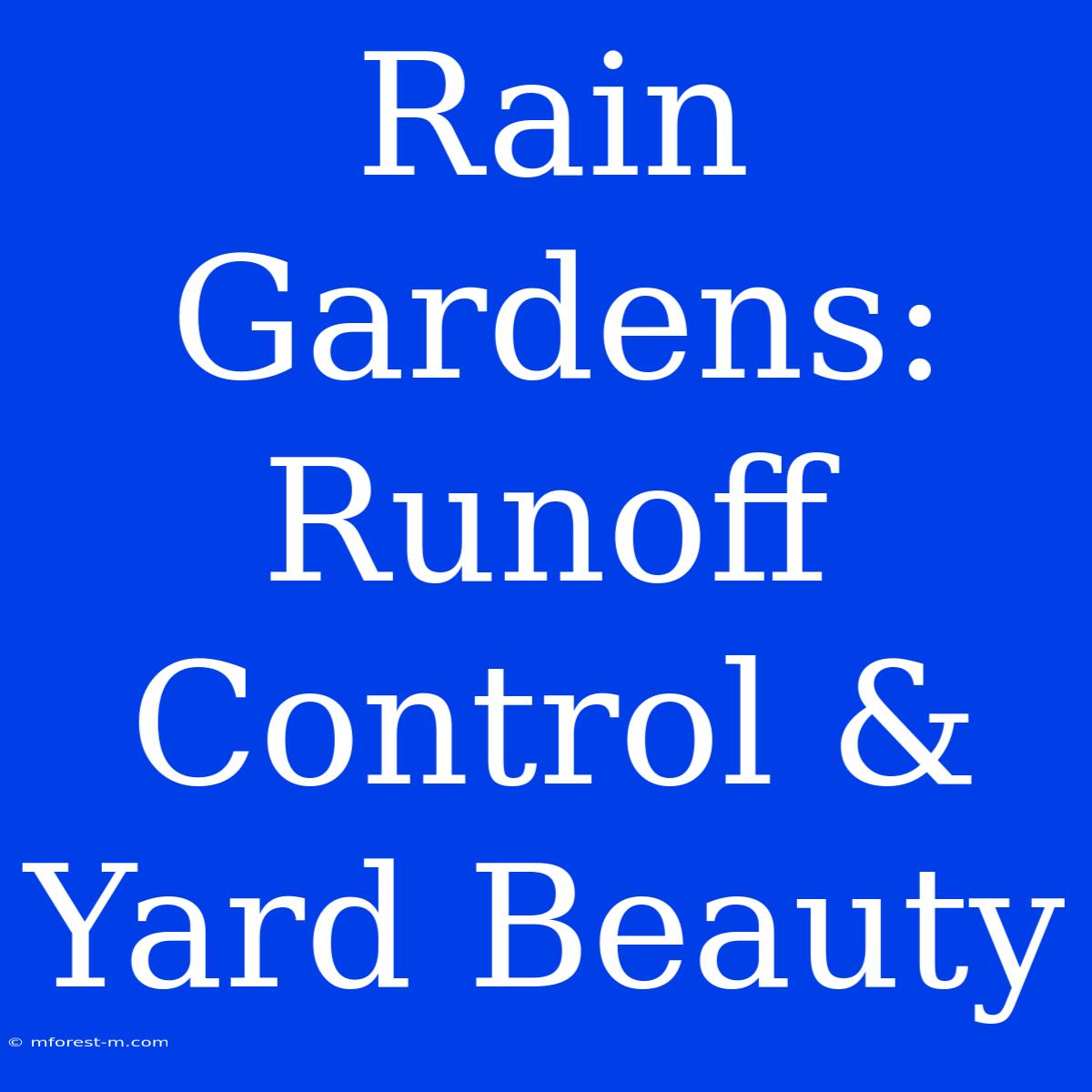 Rain Gardens: Runoff Control & Yard Beauty