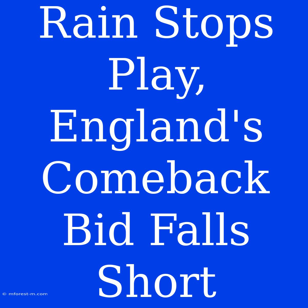 Rain Stops Play, England's Comeback Bid Falls Short