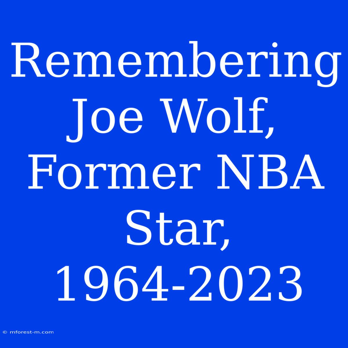 Remembering Joe Wolf, Former NBA Star, 1964-2023 