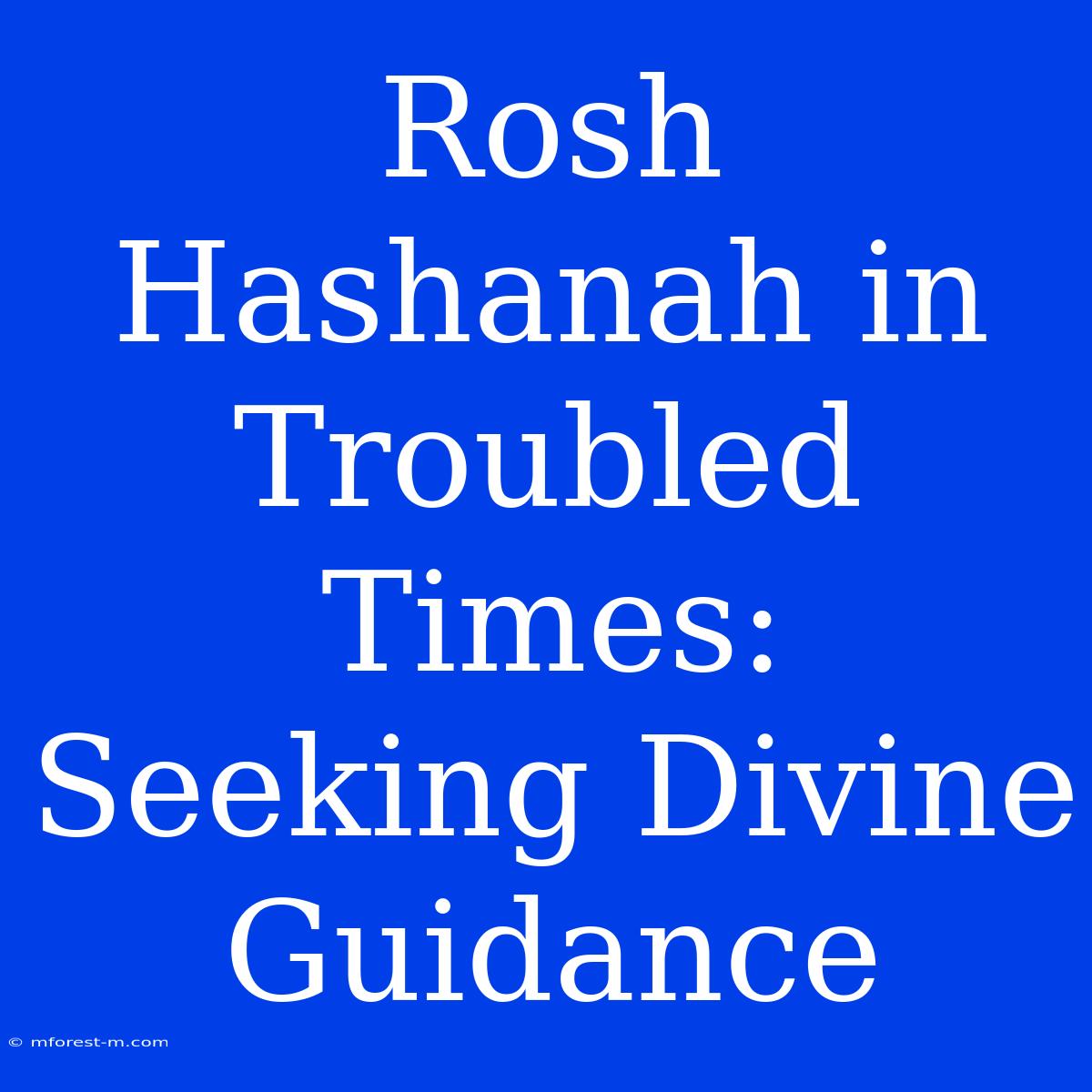 Rosh Hashanah In Troubled Times: Seeking Divine Guidance