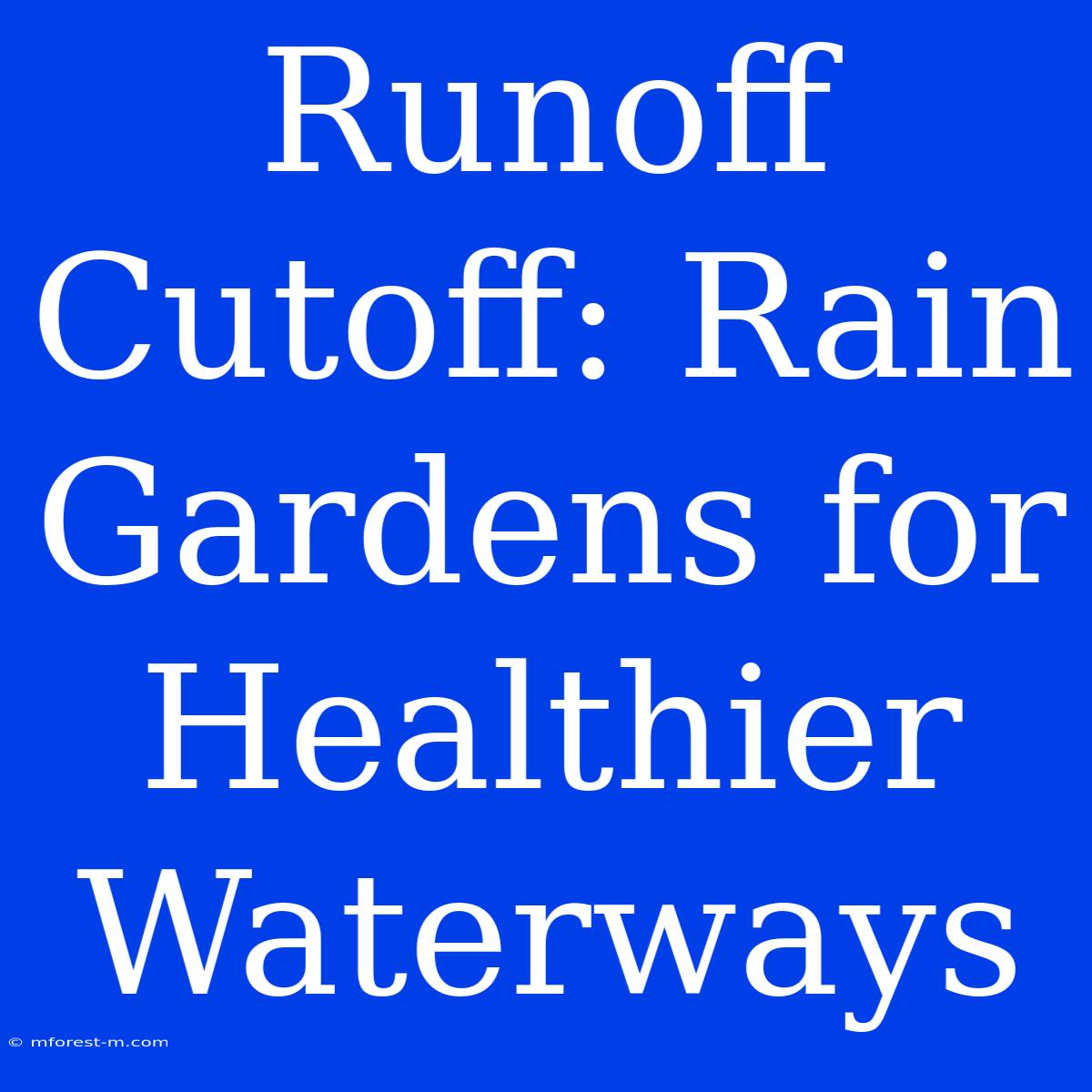 Runoff Cutoff: Rain Gardens For Healthier Waterways