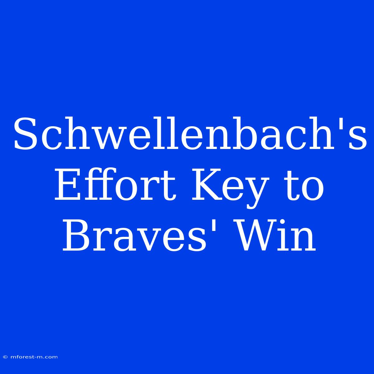 Schwellenbach's Effort Key To Braves' Win