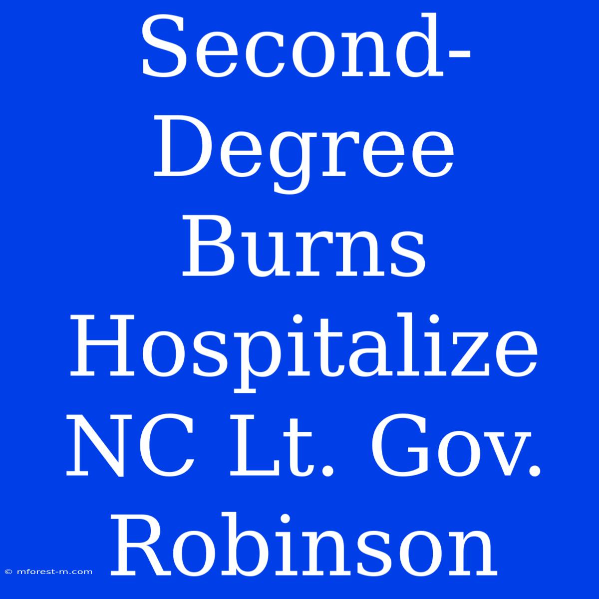 Second-Degree Burns Hospitalize NC Lt. Gov. Robinson