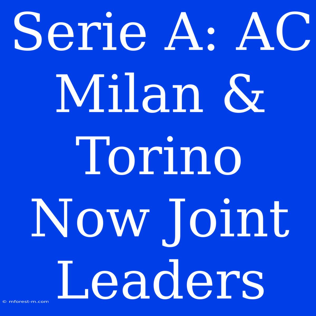 Serie A: AC Milan & Torino Now Joint Leaders