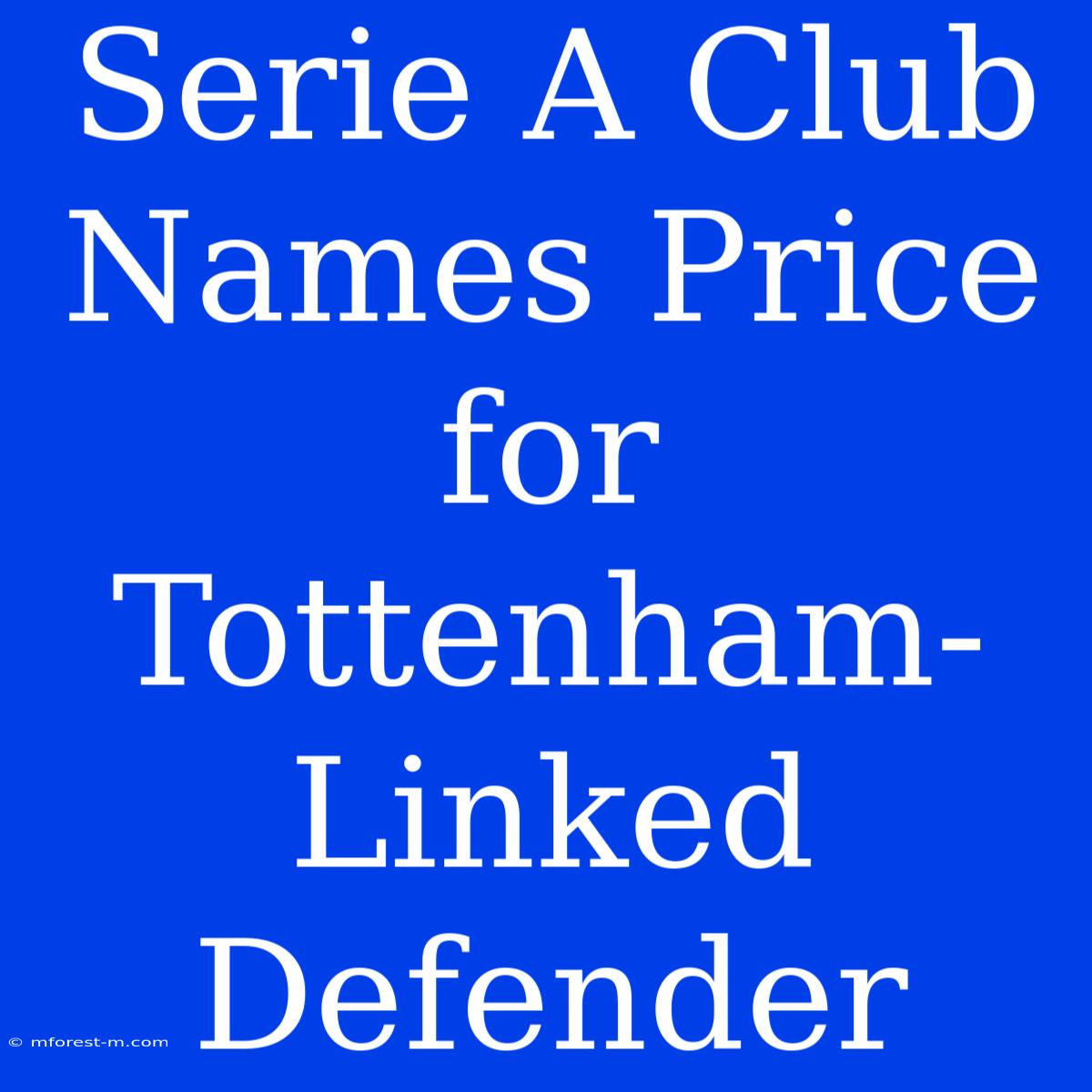 Serie A Club Names Price For Tottenham-Linked Defender 