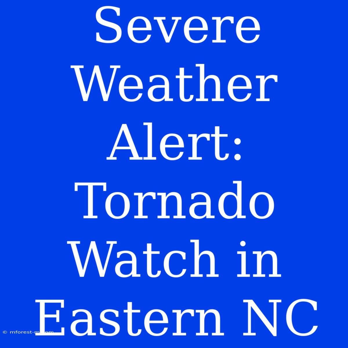 Severe Weather Alert: Tornado Watch In Eastern NC 