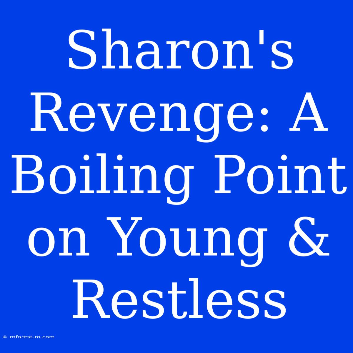 Sharon's Revenge: A Boiling Point On Young & Restless