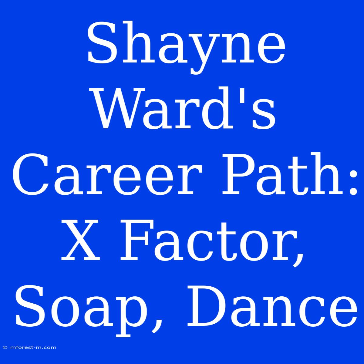 Shayne Ward's Career Path: X Factor, Soap, Dance