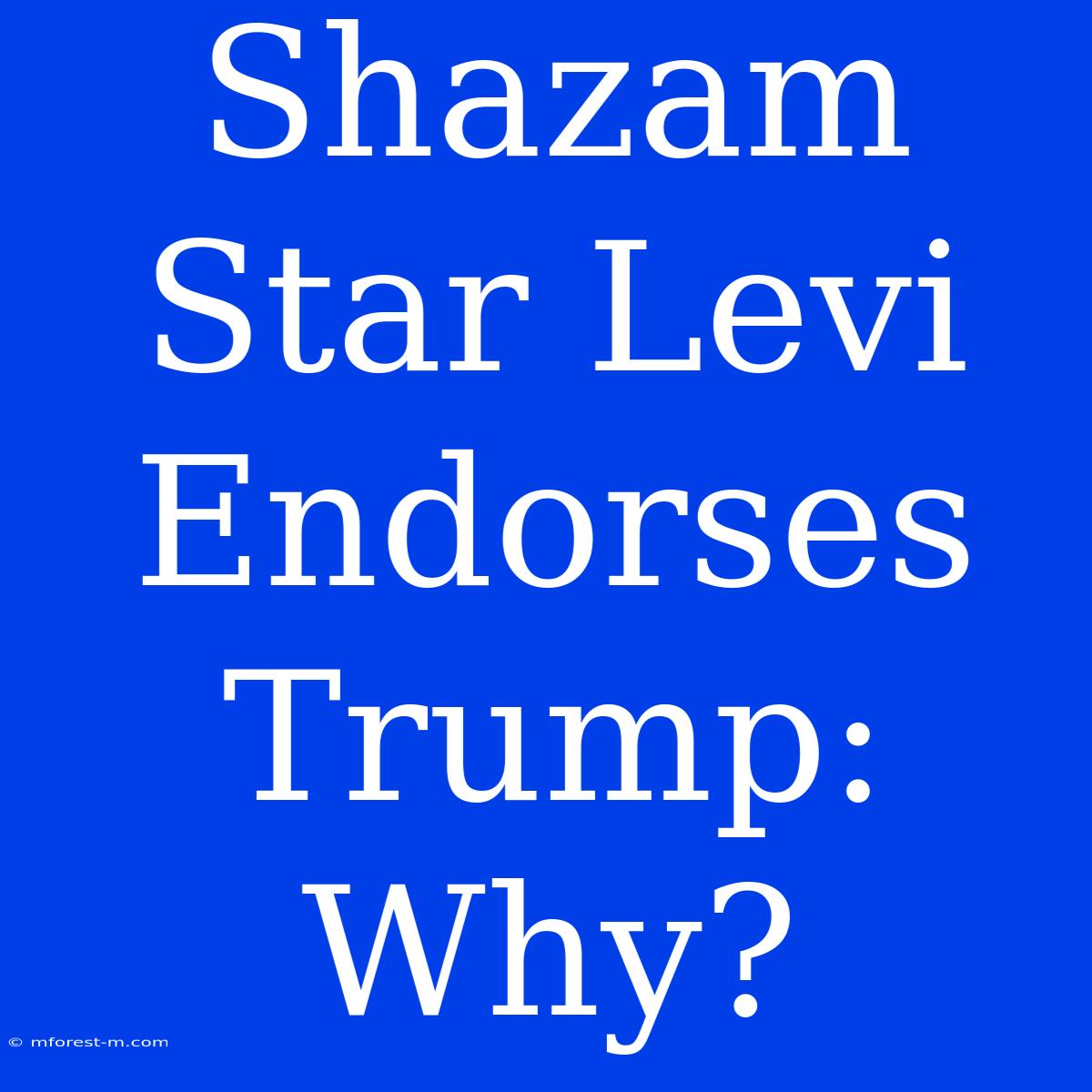 Shazam Star Levi Endorses Trump: Why? 