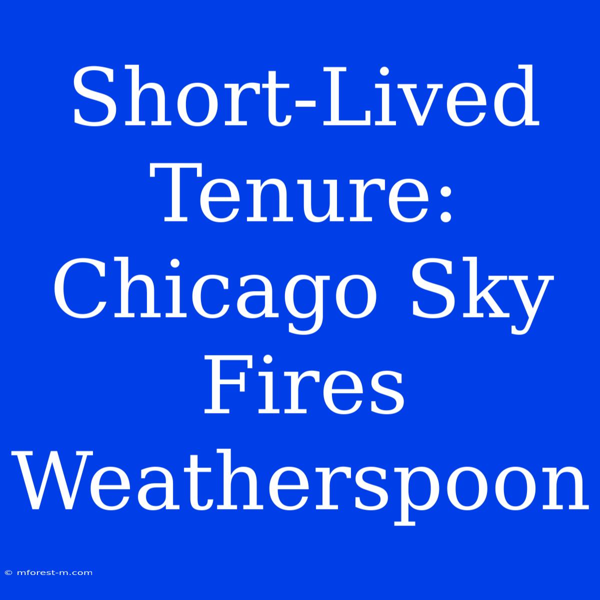 Short-Lived Tenure: Chicago Sky Fires Weatherspoon