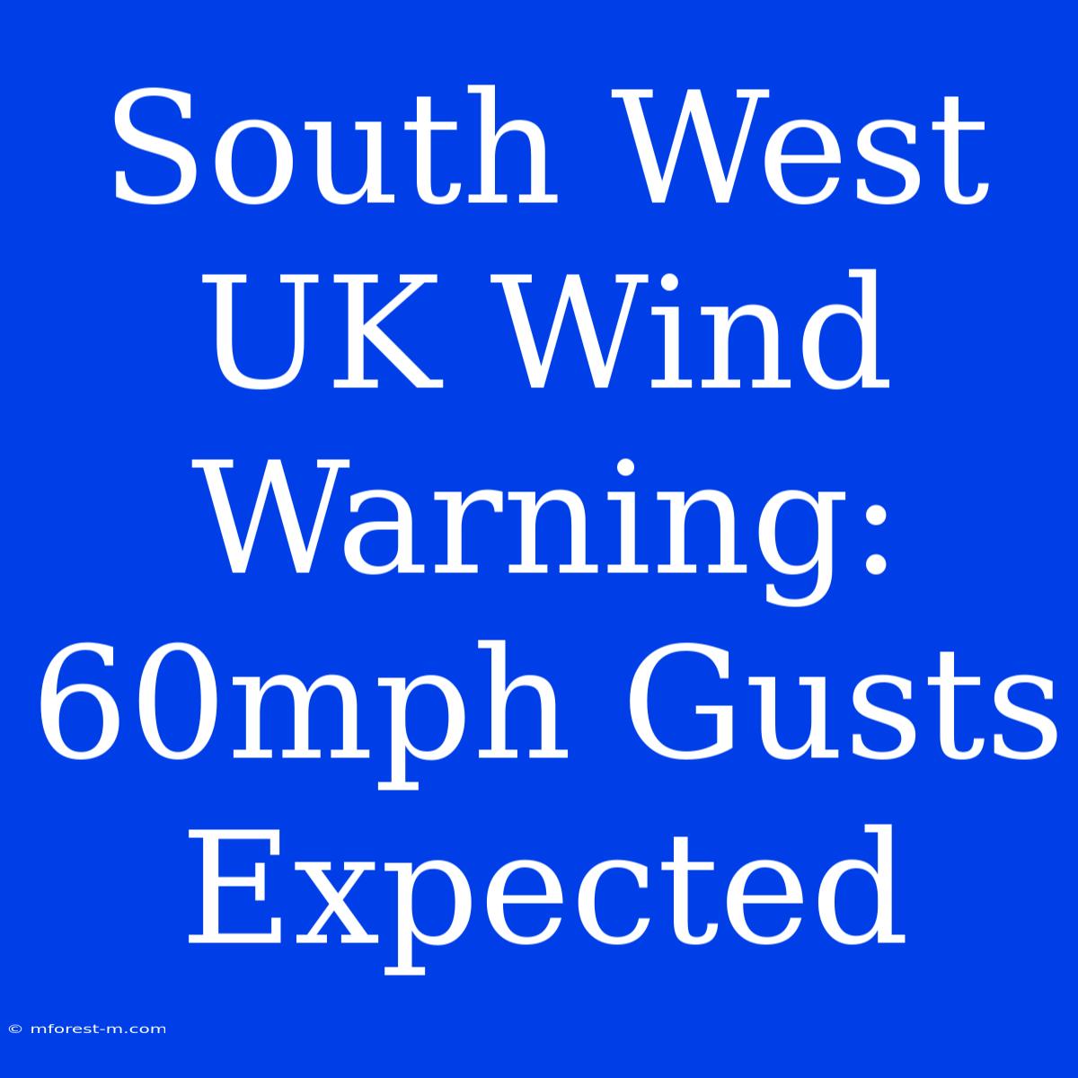 South West UK Wind Warning: 60mph Gusts Expected