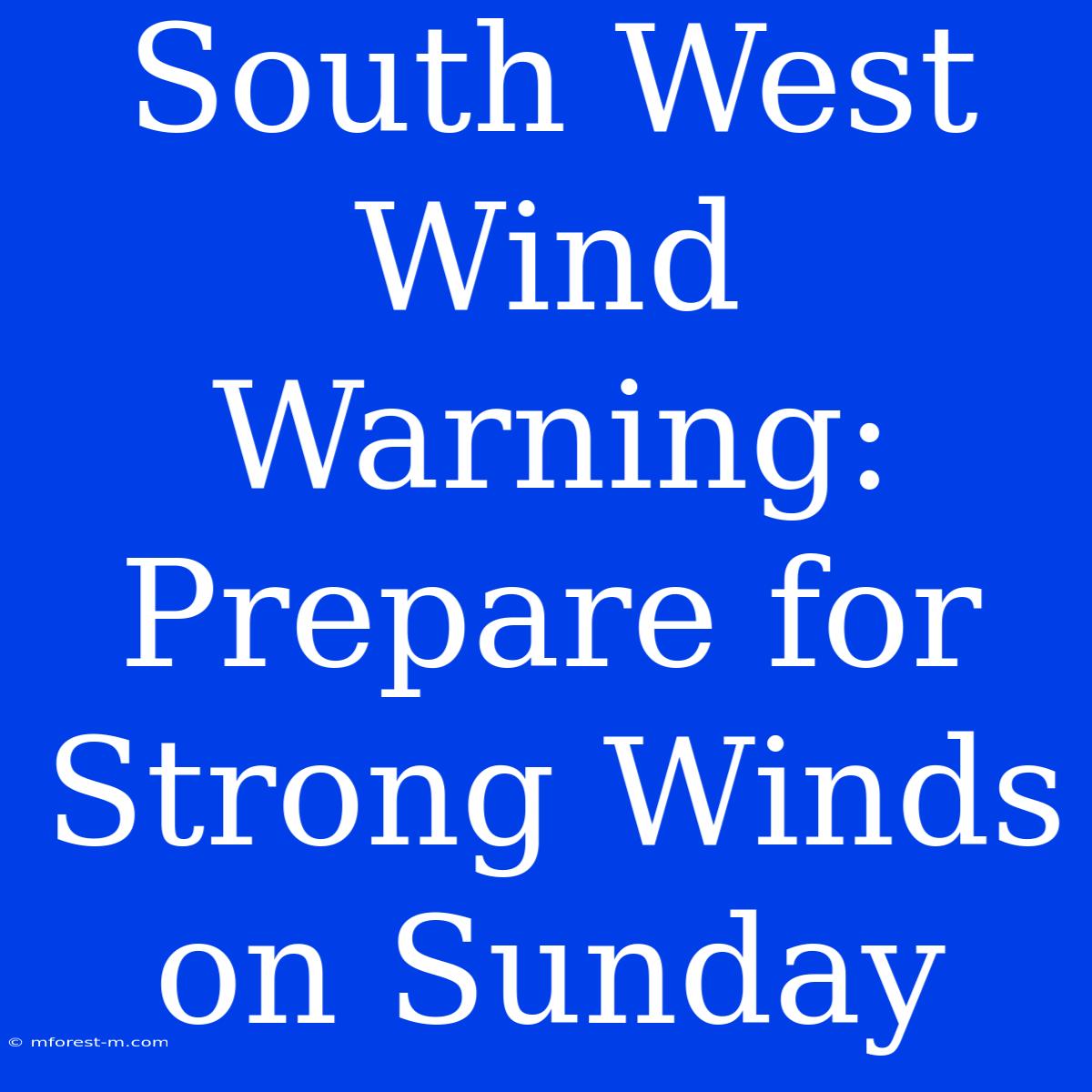 South West Wind Warning: Prepare For Strong Winds On Sunday 