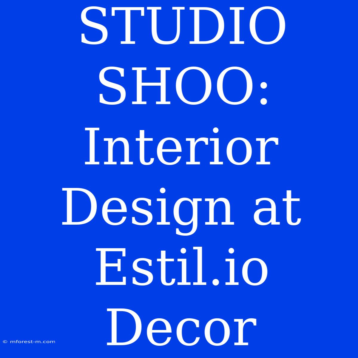 STUDIO SHOO: Interior Design At Estil.io Decor 