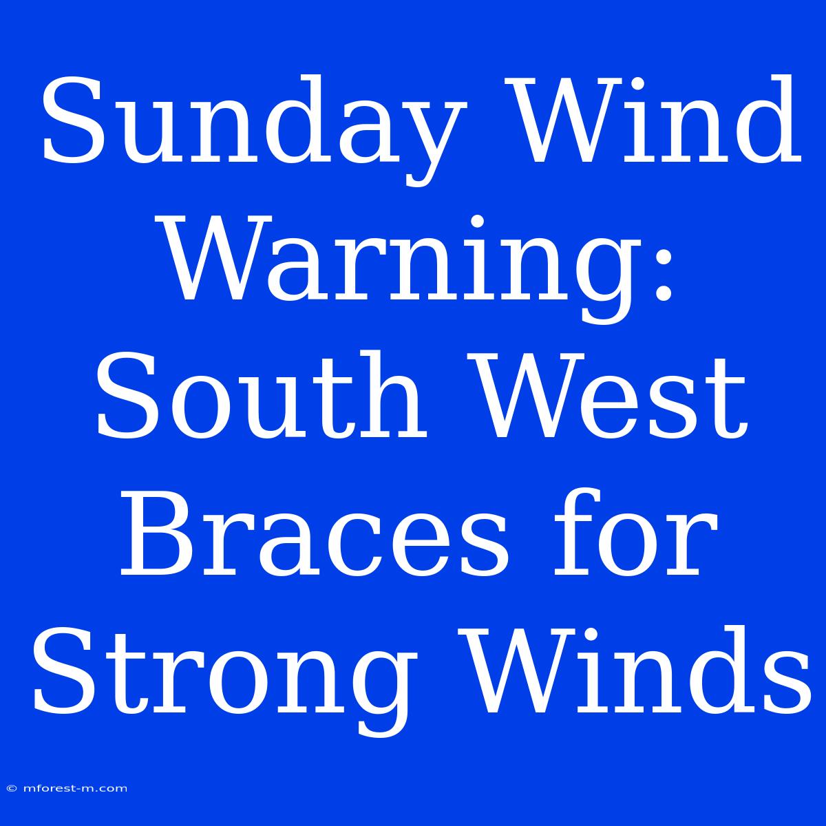 Sunday Wind Warning: South West Braces For Strong Winds