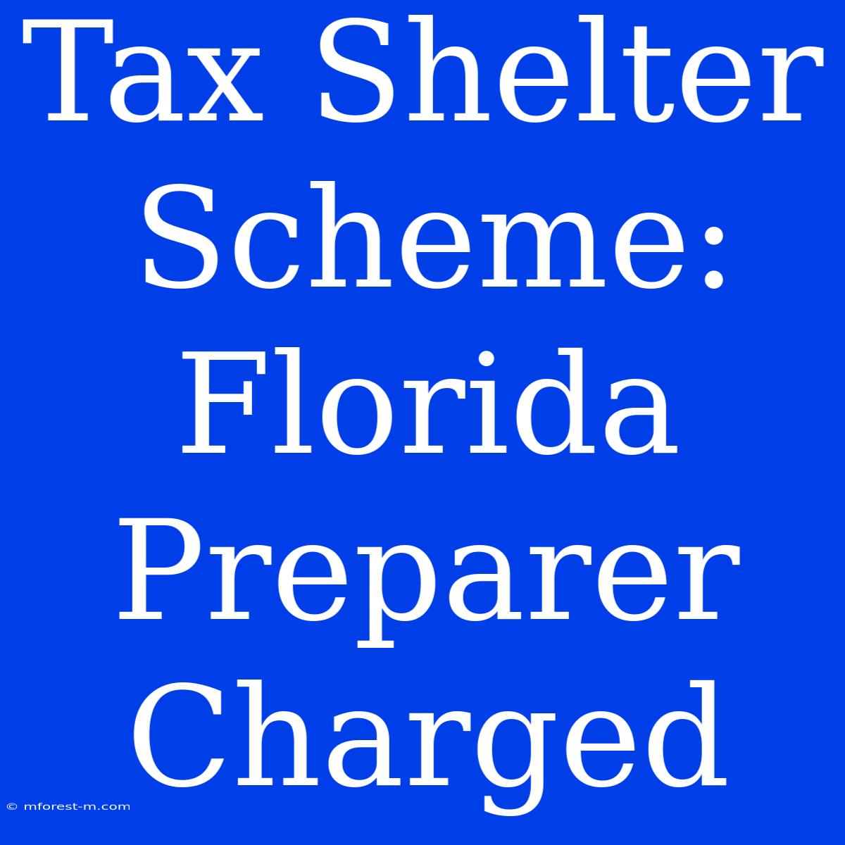 Tax Shelter Scheme: Florida Preparer Charged 