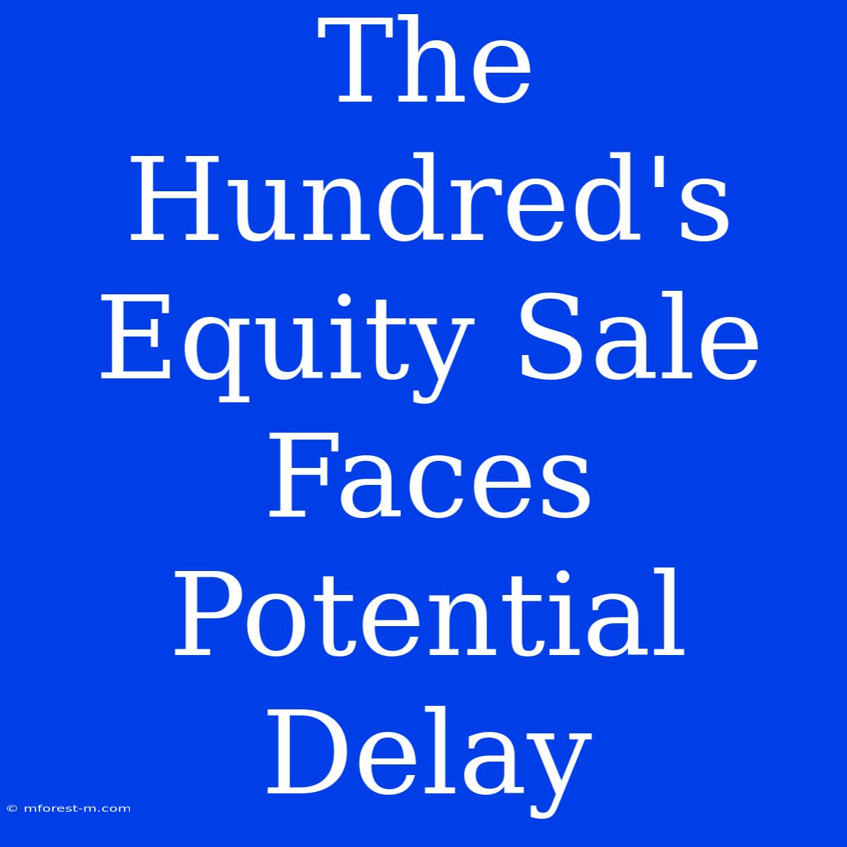 The Hundred's Equity Sale Faces Potential Delay