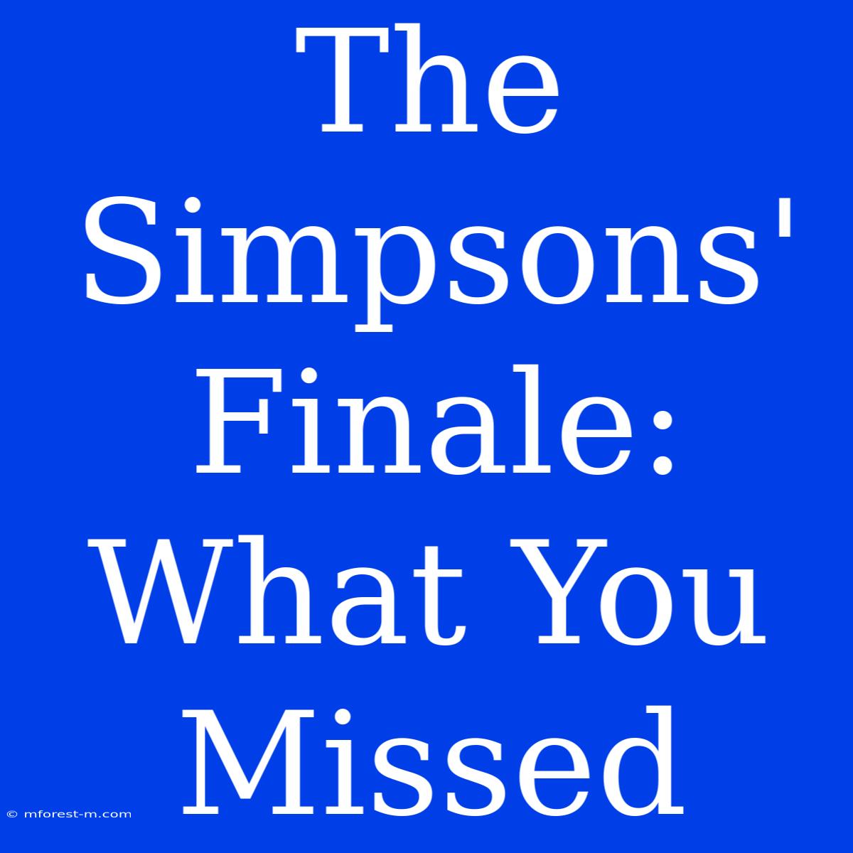 The Simpsons' Finale: What You Missed