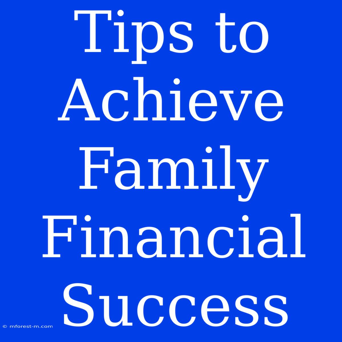 Tips To Achieve Family Financial Success